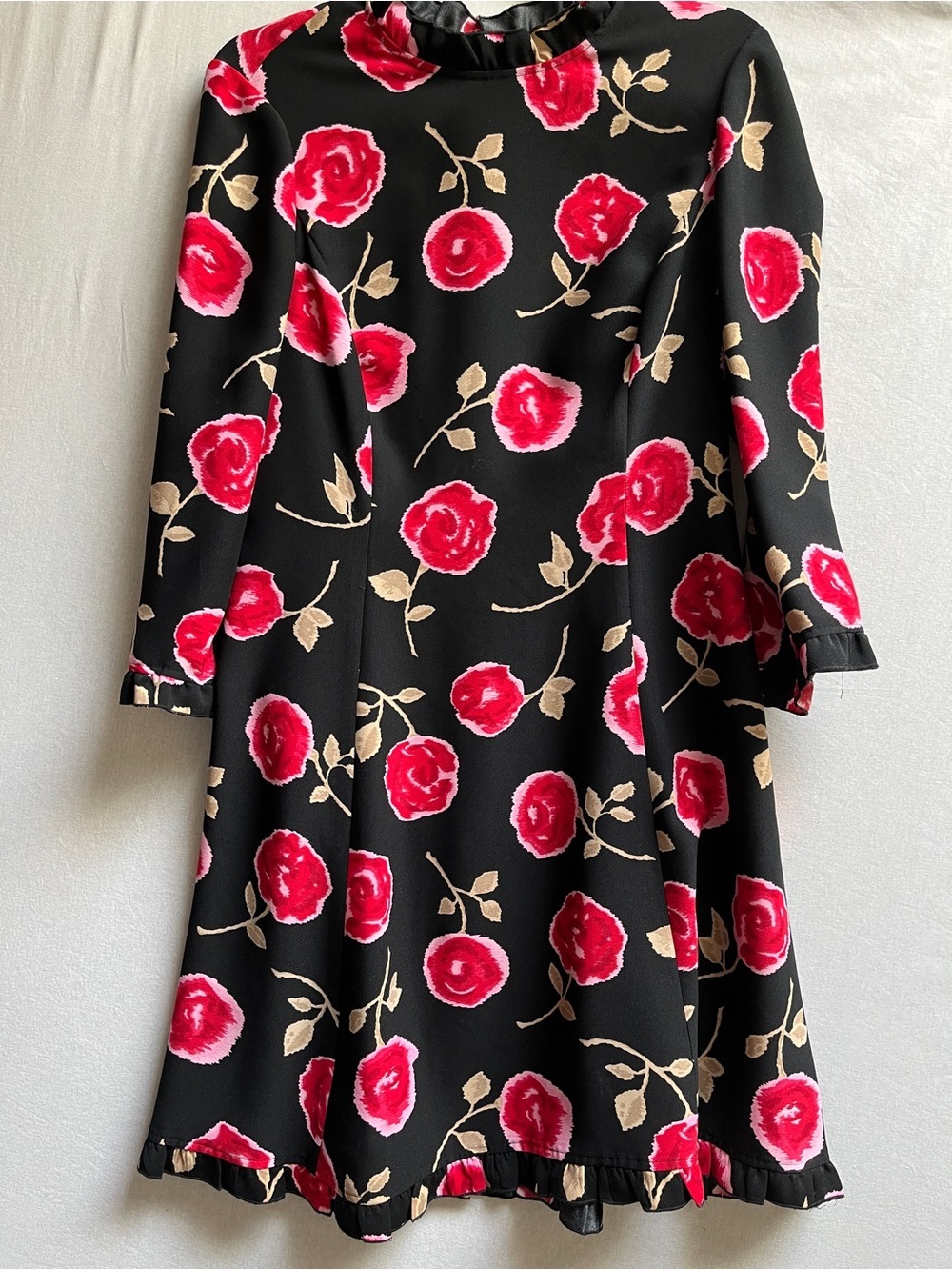 Kate Spade Hazy Rose Floral Mock Neck 3/4 Sleeve Dress Sz 8 - Picture 2 of 10